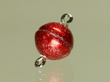 Super-Magnetverschluss Kugel 10mm mit Öse, Farbe Rot Glitzer